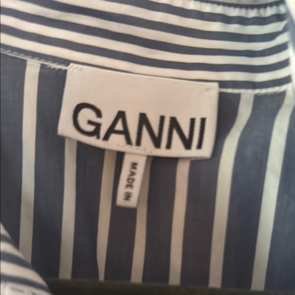 Ganni Navy and White Striped Button-Down Dress - Picture 2 of 4